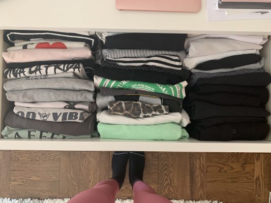 folded shirt and top drawer