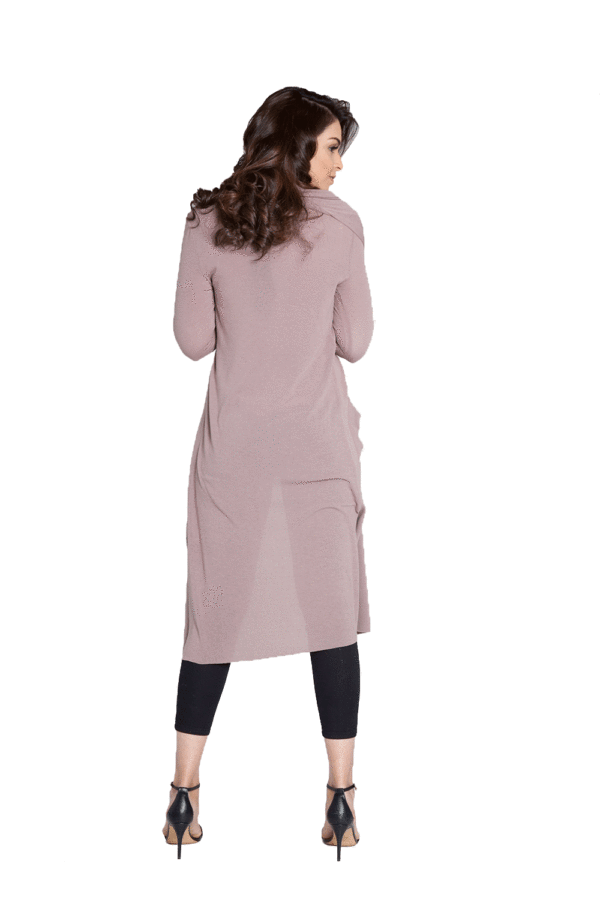 TAUPE LONG DUSTER CARDIGAN- BACK