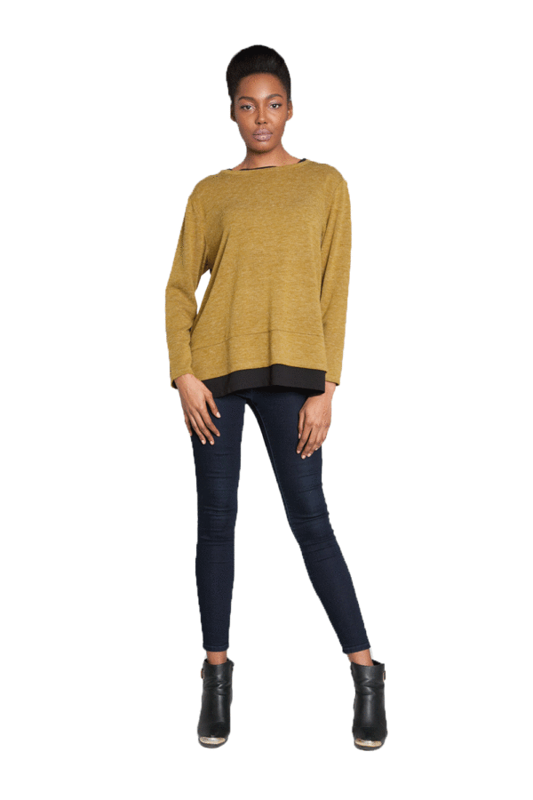 APPLE HEATHER TOP WITH CHIFFON DETAIL- FRONT