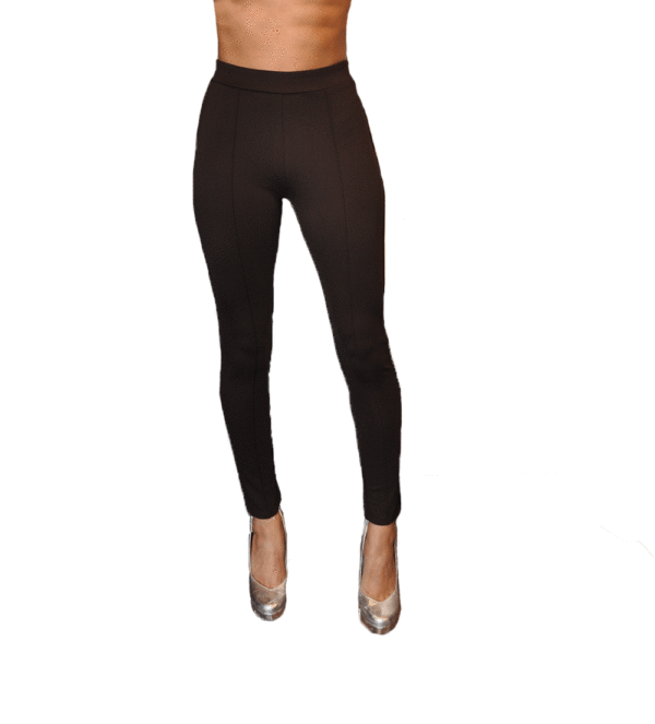 BROWN FULL LENGTH LEGGINGS WITH FRONT SEAM DETAIL- FRONT