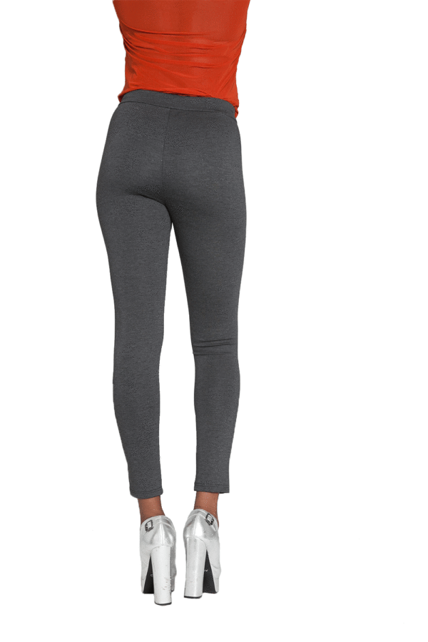 CHARCOAL FULL LENGTH LEGGINGS WITH FRONT SEAM DETAIL- BACK
