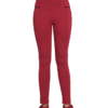 RED FULL LENGTH LEGGINGS WITH FAUX LEATHER DETAIL- FRONT