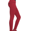 RED FULL LENGTH LEGGINGS WITH FAUX LEATHER DETAIL- SIDE