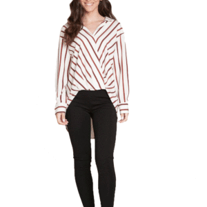 CREAM STRIPED BLOUSE- FRONT
