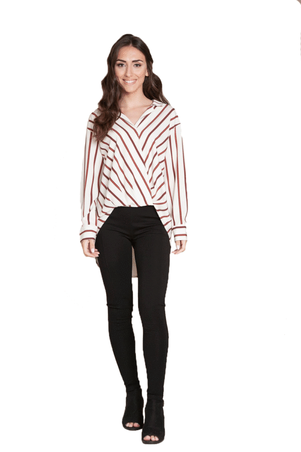 CREAM STRIPED BLOUSE- FRONT