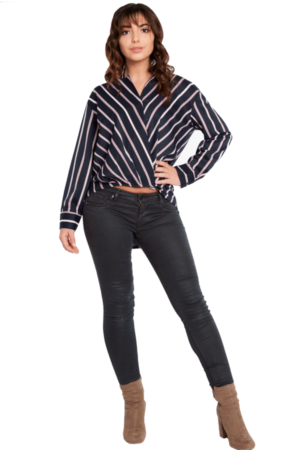 NAVY STRIPED BLOUSE- FRONT