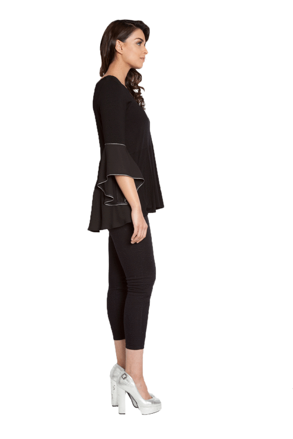 BLACK TOP WITH CHIFFON BELL SLEEVE DETAIL- SIDE
