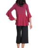 BURGUNDY TOP WITH CHIFFON BELL SLEEVE DETAIL- BACK