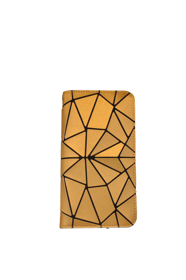 MATTE GOLD GEOMETRIC WALLET WITH ZIP- FRONT