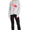 GREY KNIT SWEATER WITH FLAMINGO PRINT- FRONT