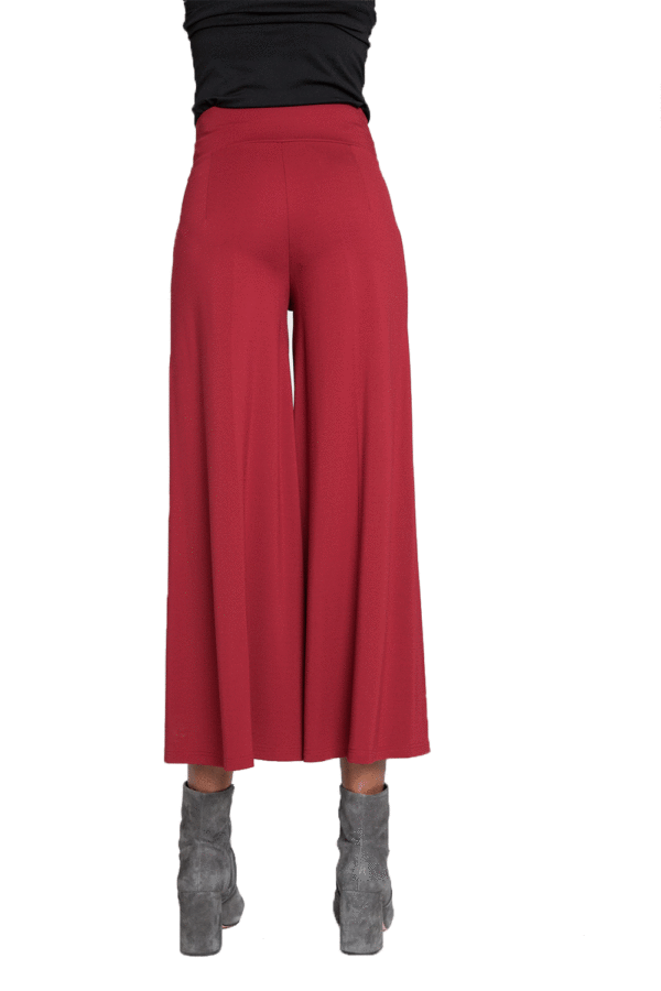 RED CULOTTE STRETCH PANTS WITH BELT- BACK