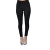 BLACK FULL LENTH JEGGING WITH FAUX LEATHER TRIM- FRONT