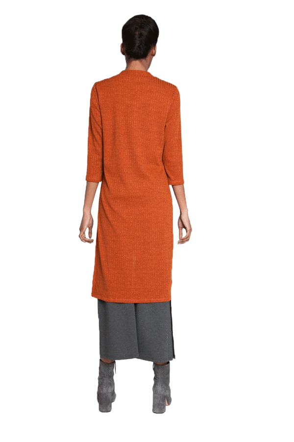 RUST KNIT CARDIGAN WITH SIDE SLITS- BACK