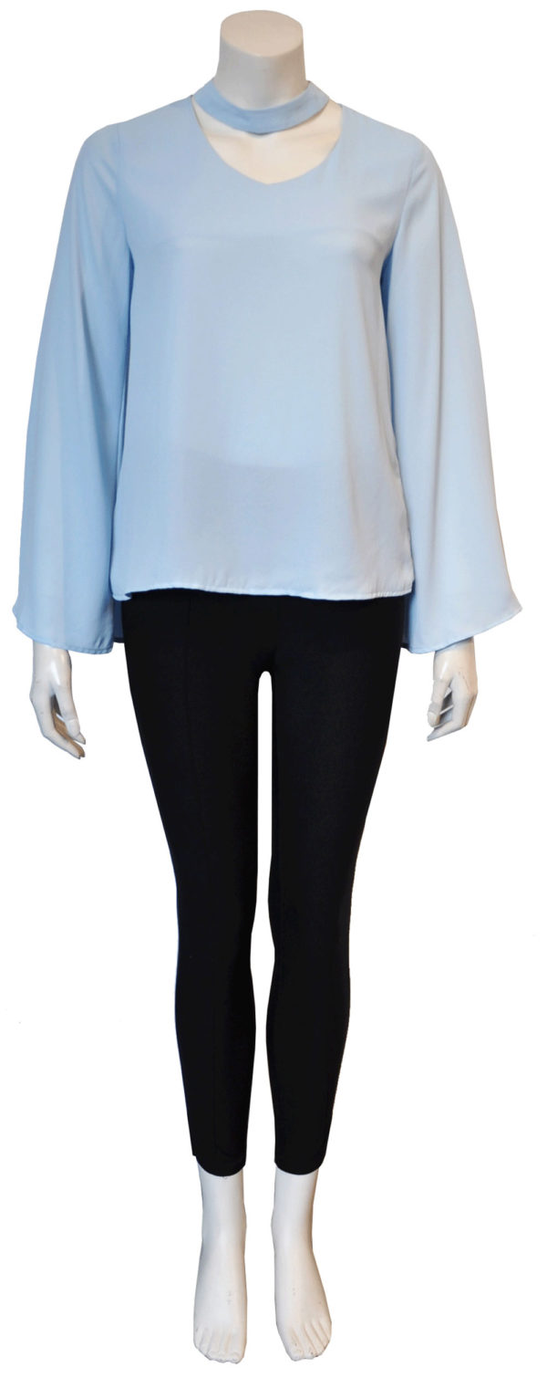 blue snap neck top- front