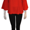RED DRAPE BACK BELL SLEEVE TOP- FRONT