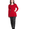 RED KNIT PEPLUM SWEATER- FRONT