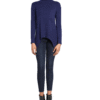 NAVY ASYMMETRICAL KNIT SWEATER- FRONT