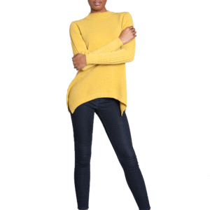 YELLOW ASYMMETRICAL KNIT SWEATER- FRONT