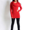 red cowl neck knit sweater- front