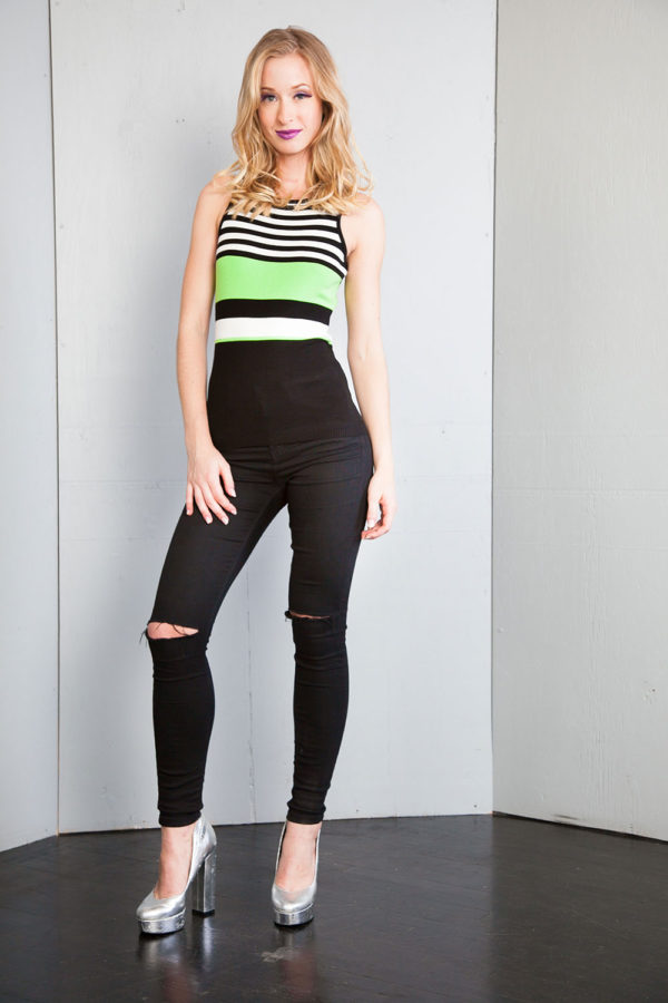 sleeveless lime knit top- front 2
