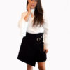 black ultra suede wrap skirt- front