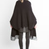 black knit poncho fringe cape- back