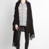 black knit poncho fringe cape- front