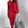 red plaid tailored blazer- front purse