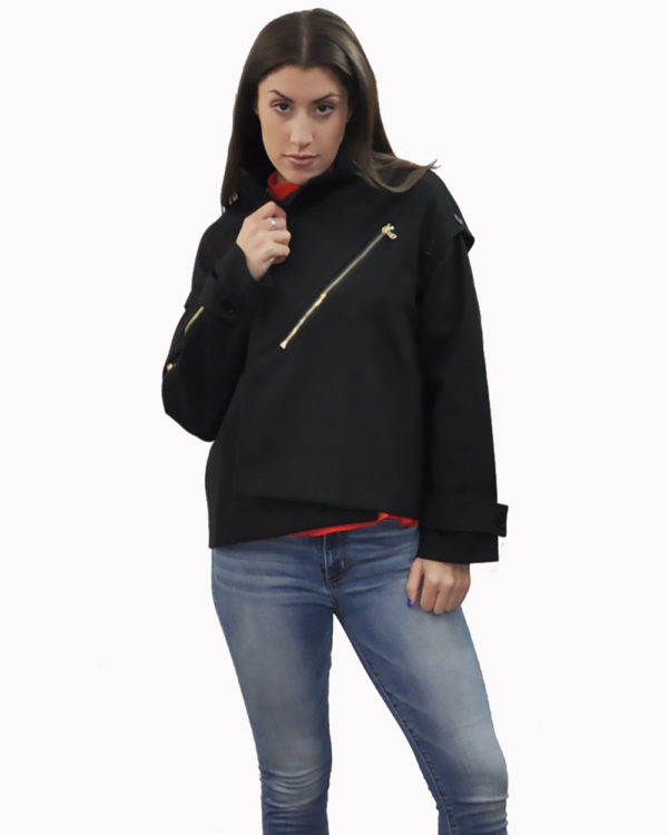 black two way jacket- front closed