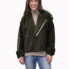 olive two way jacket- front