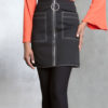 black contrast stitch skirt- front close