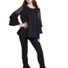 black ruffle sleeve top- front