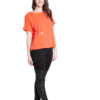 coral button front top- front
