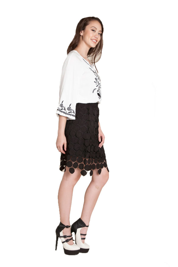 black crochet skirt- side