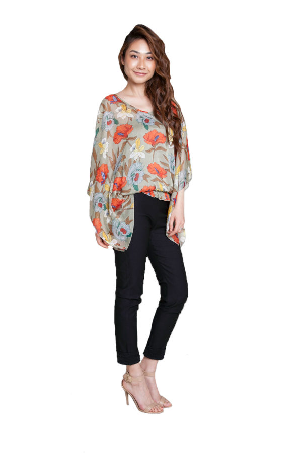 green floral printed top- front