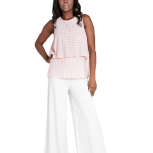 pink stripe sleeveless top- front