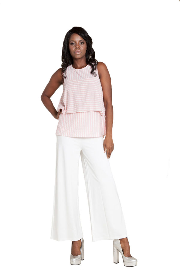 pink stripe sleeveless top- front