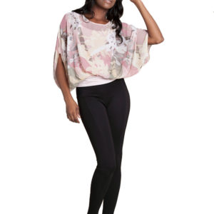 pink floral printed top- front