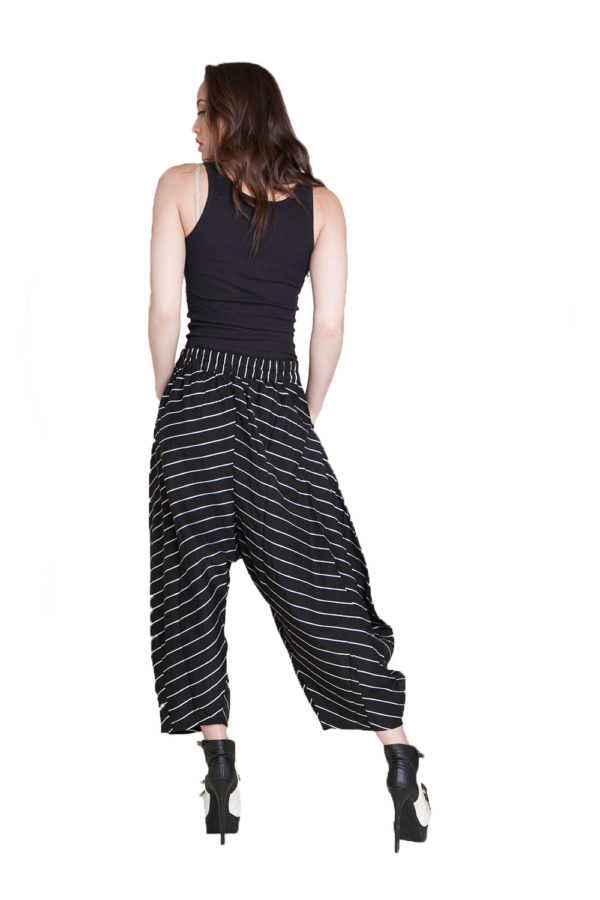 black and white striped pants- back