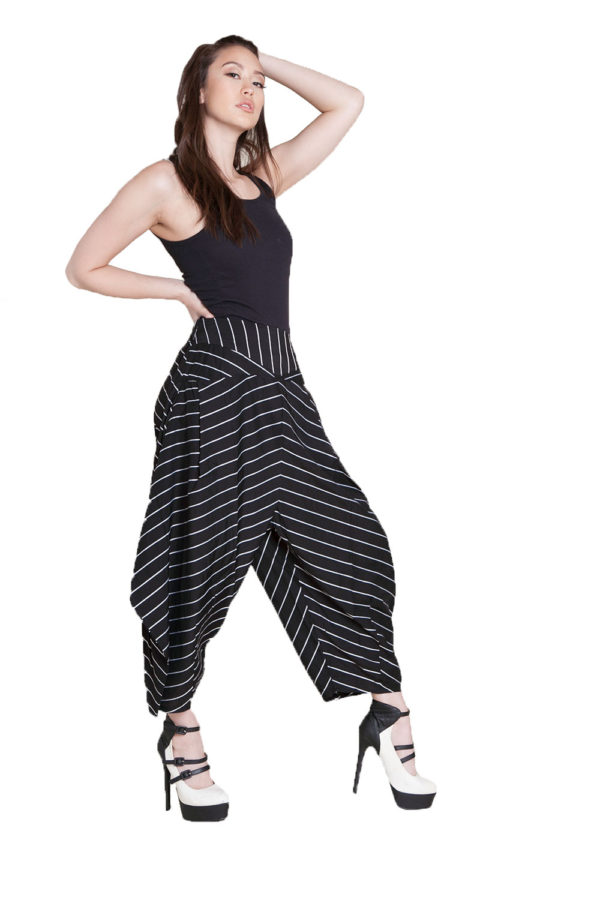 black and white striped pants- side
