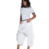 white and black striped pants- side