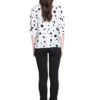 white and black polkadot blouse- back