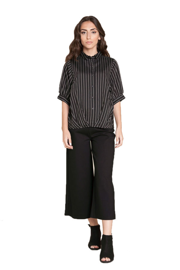black striped blouse- front
