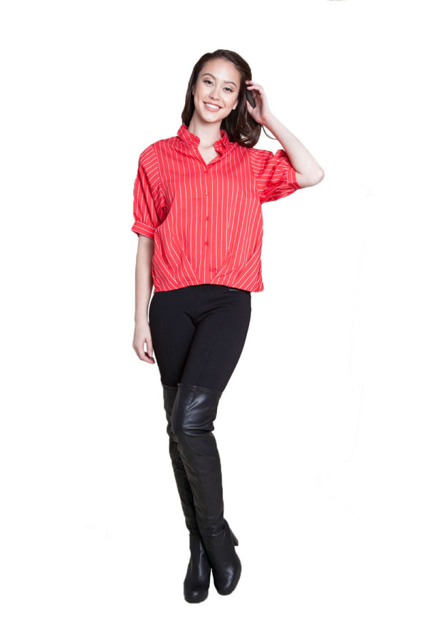 red striped blouse- front