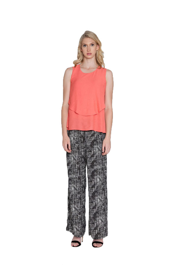 coral sleeveless top- front