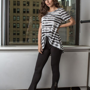 black and white striped top- front