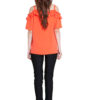 coral ruffle cold shoulder top- back