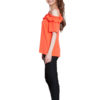 coral ruffle cold shoulder top- side