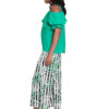 green cold shoulder ruffle top- side