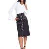 button front black midi skirt- front